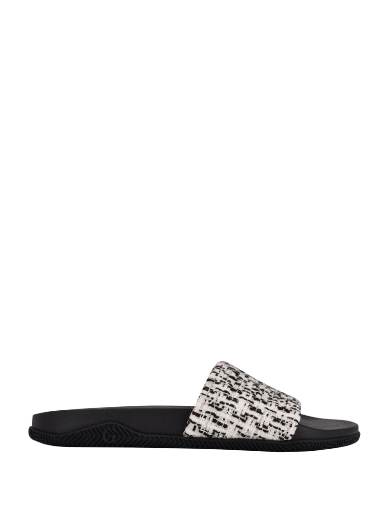 Guess Ravan Tweed Pool Badslippers Dames Zwart | 4018-GWQNR