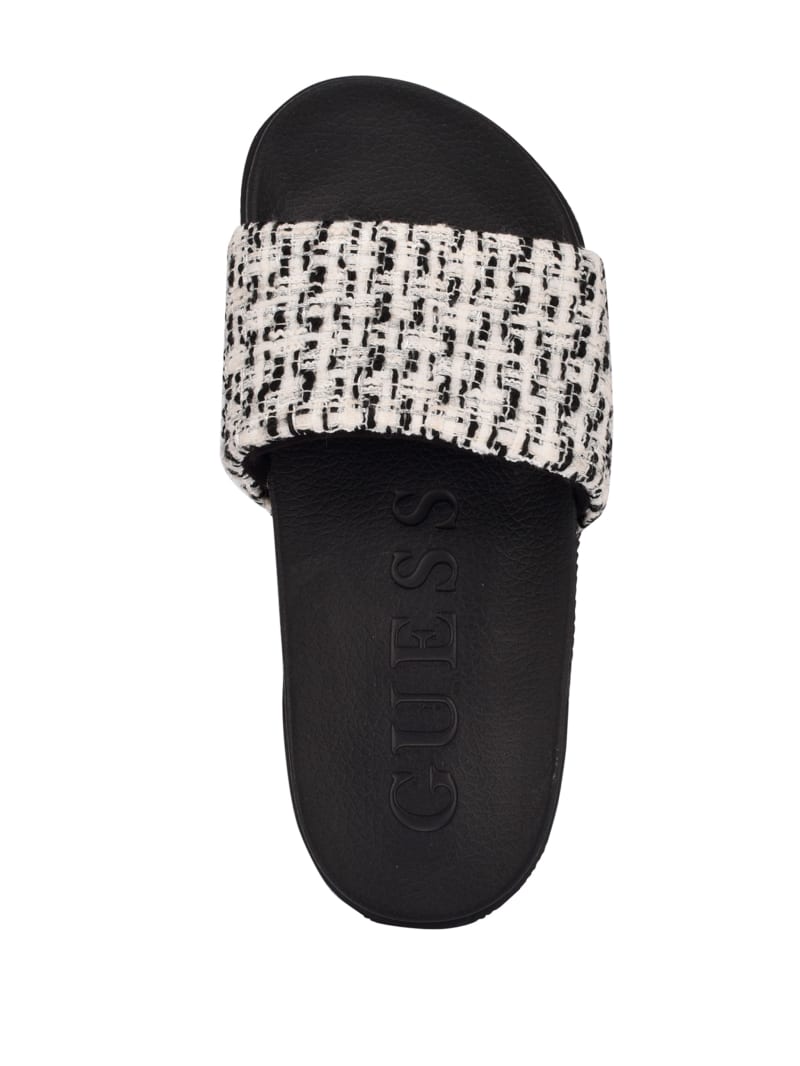 Guess Ravan Tweed Pool Badslippers Dames Zwart | 4018-GWQNR