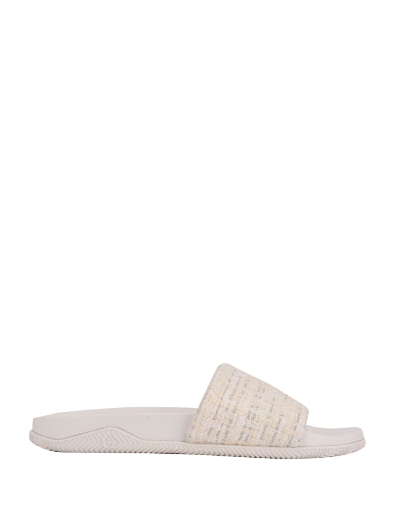 Guess Ravan Tweed Pool Badslippers Dames Beige | 5984-SKNUQ