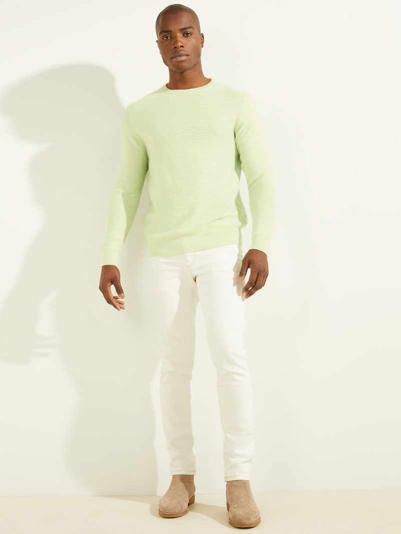 Guess Ribbed Crewneck Truien Heren Mintgroen | 0978-MNPLD