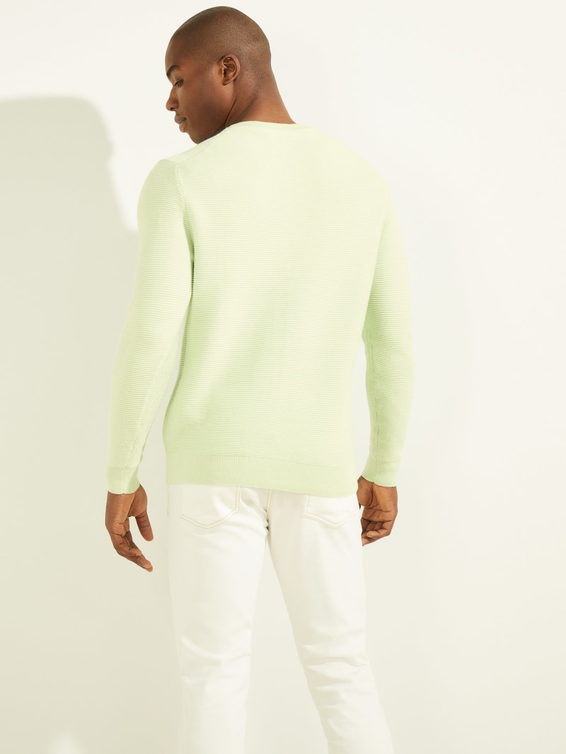 Guess Ribbed Crewneck Truien Heren Mintgroen | 0978-MNPLD