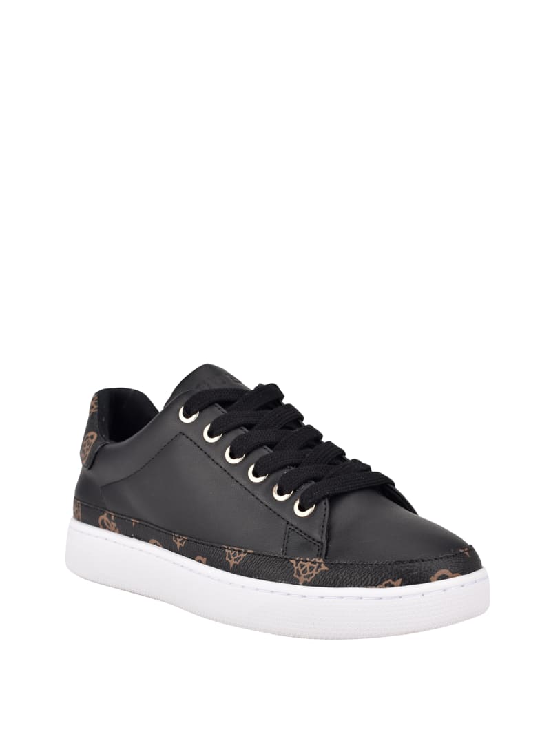 Guess Rinzed Logo Trim Low-Top Sneakers Heren Zwart | 8032-VMLGA