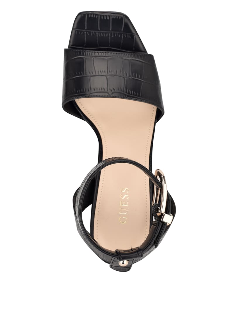 Guess Rippa Croc Platform Sandalen Dames Zwart | 6198-ECSAV