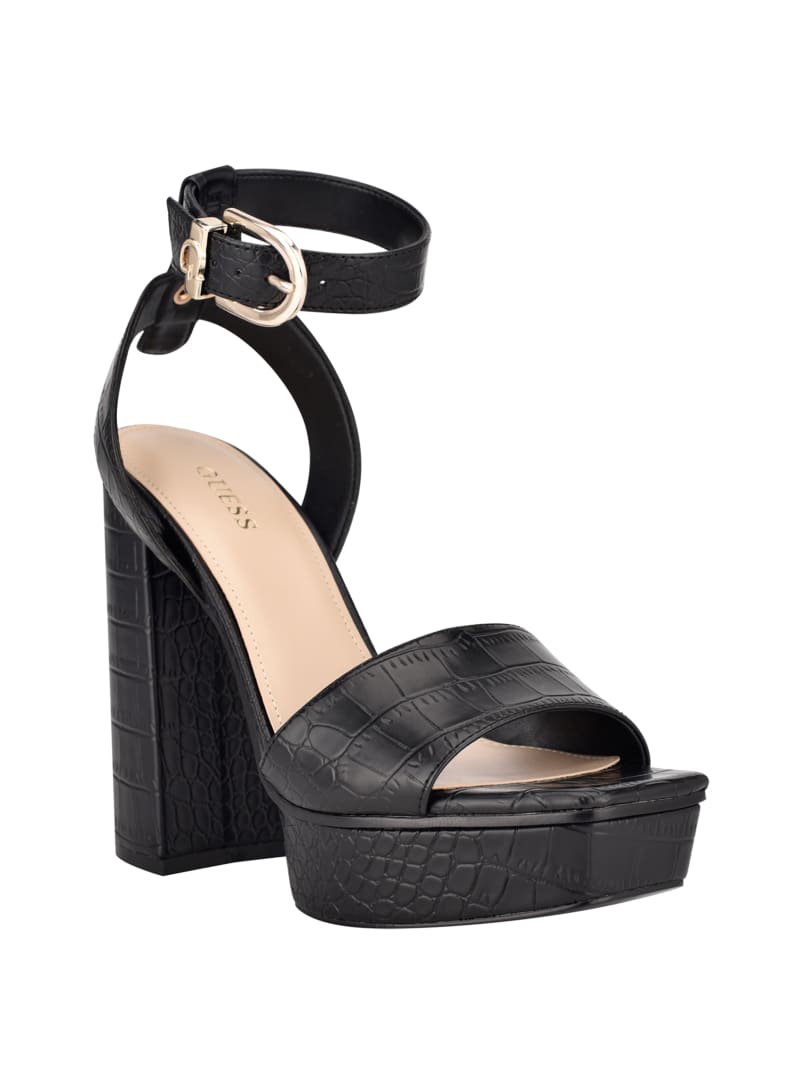 Guess Rippa Croc Platform Sandalen Dames Zwart | 6198-ECSAV