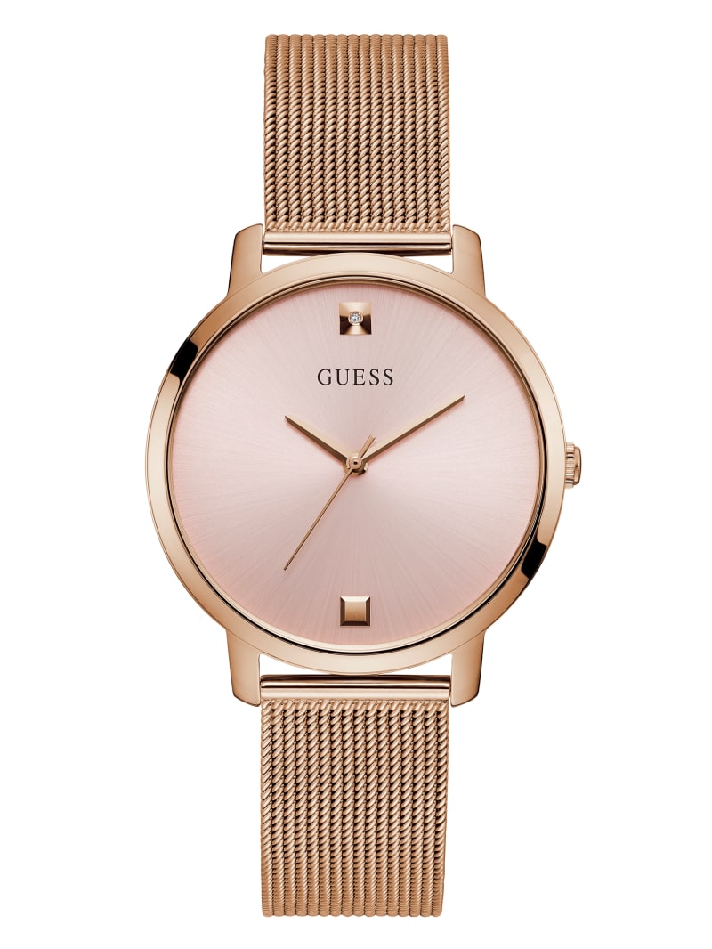 Guess Rose Gold-Tone And White Diamond Analog Horloge Dames Roze Goud | 6725-GBYEX