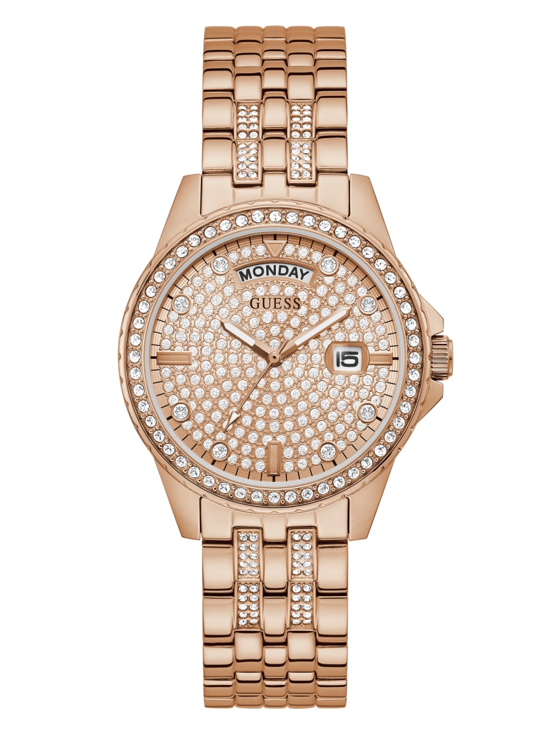 Guess Rose Gold-Tone Rhinestone Analog Horloge Dames Koper | 1657-YMQUF