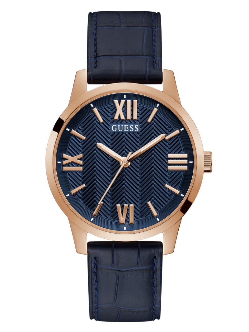 Guess Rose Gold-Tone and Navy Analog Horloge Heren Gekleurd | 7089-PYORS