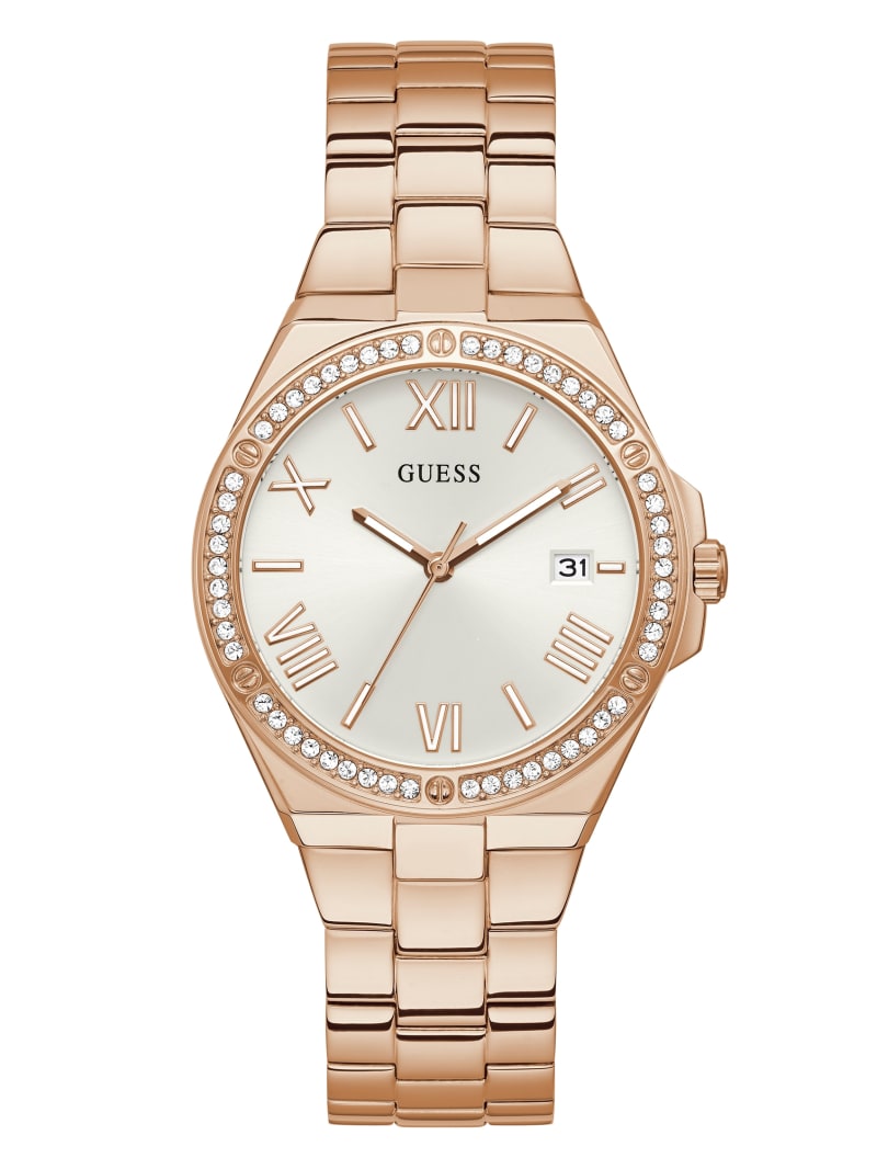 Guess Rose Gold-Tone and Rhinestone Analog Horloge Dames Roze Goud | 9430-YZSQG