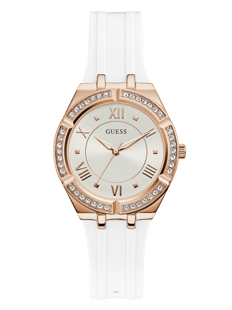 Guess Rose Gold-Tone and White Analog Horloge Dames Wit | 2407-HBCOA