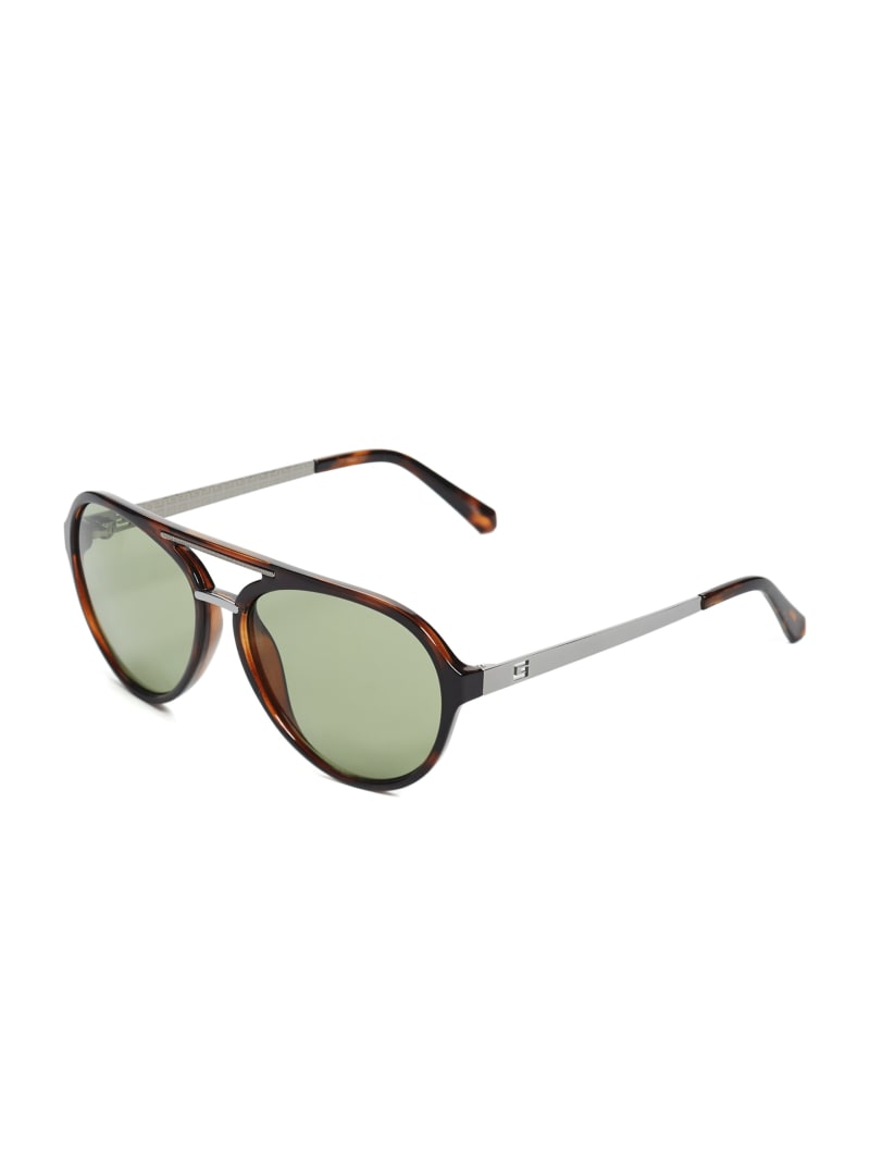 Guess Samuel Logo Aviator Zonnebril Heren Groen | 0736-OUYLP