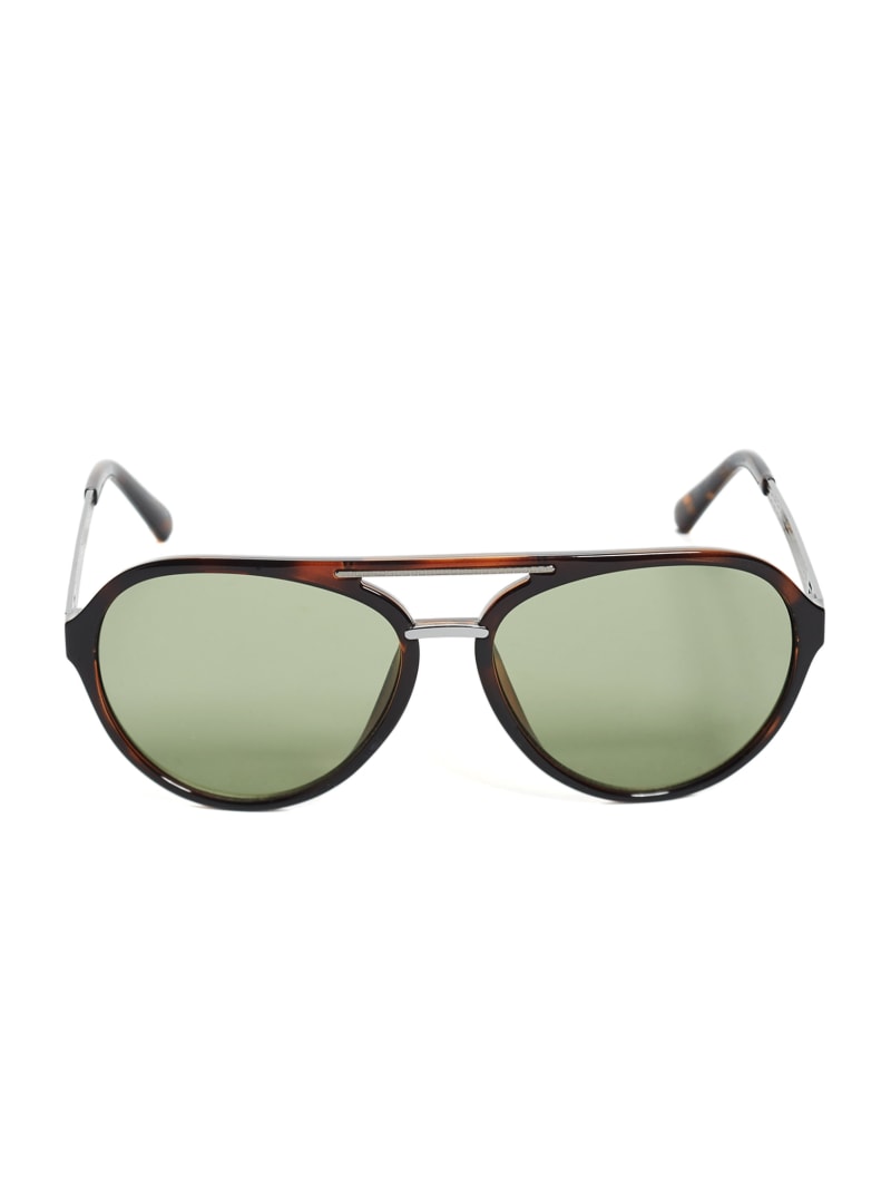 Guess Samuel Logo Aviator Zonnebril Heren Groen | 0736-OUYLP