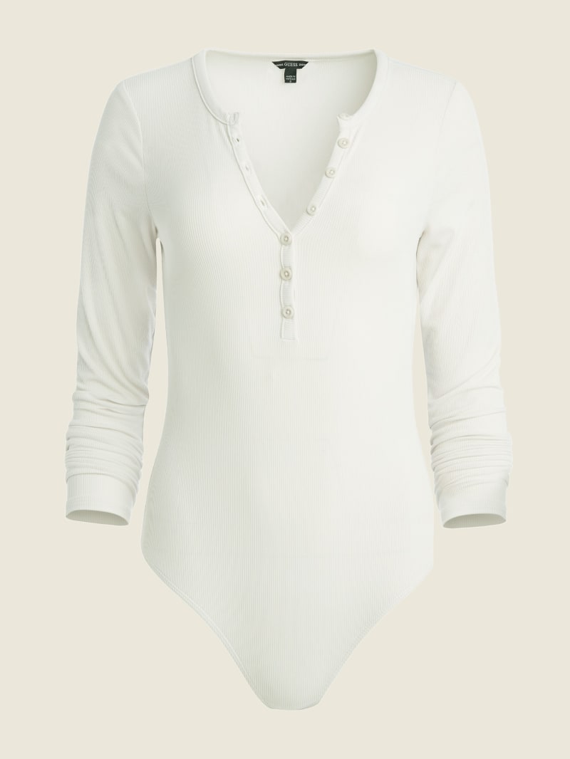 Guess Sharleen Henley Bodysuit Topjes Dames Wit | 3756-BOGKV