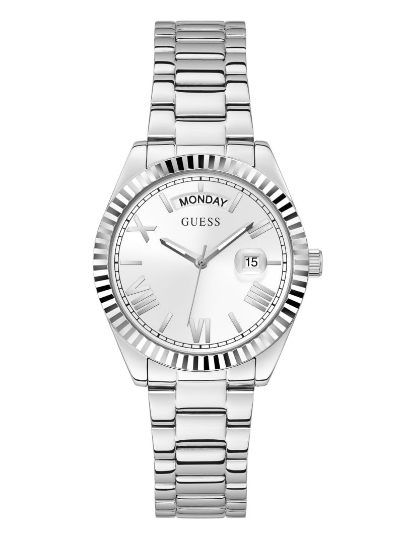 Guess Silver-Tone Analog Horloge Dames Zilver | 5672-MFJCZ