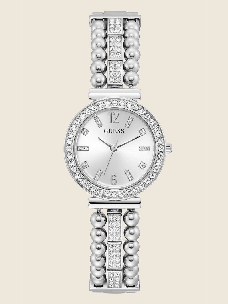 Guess Silver-Tone Analog Horloge Dames Zilver | 7903-QYDVU