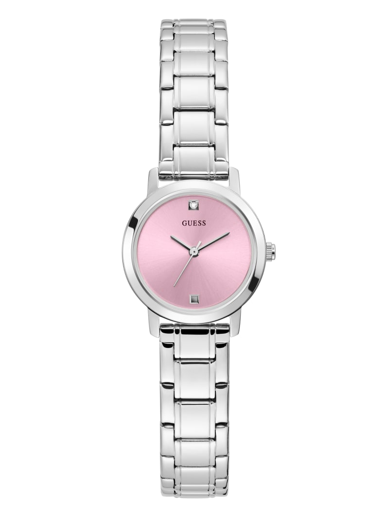 Guess Silver-Tone And Pink Diamond Analog Horloge Dames Gekleurd | 7693-YFZCE