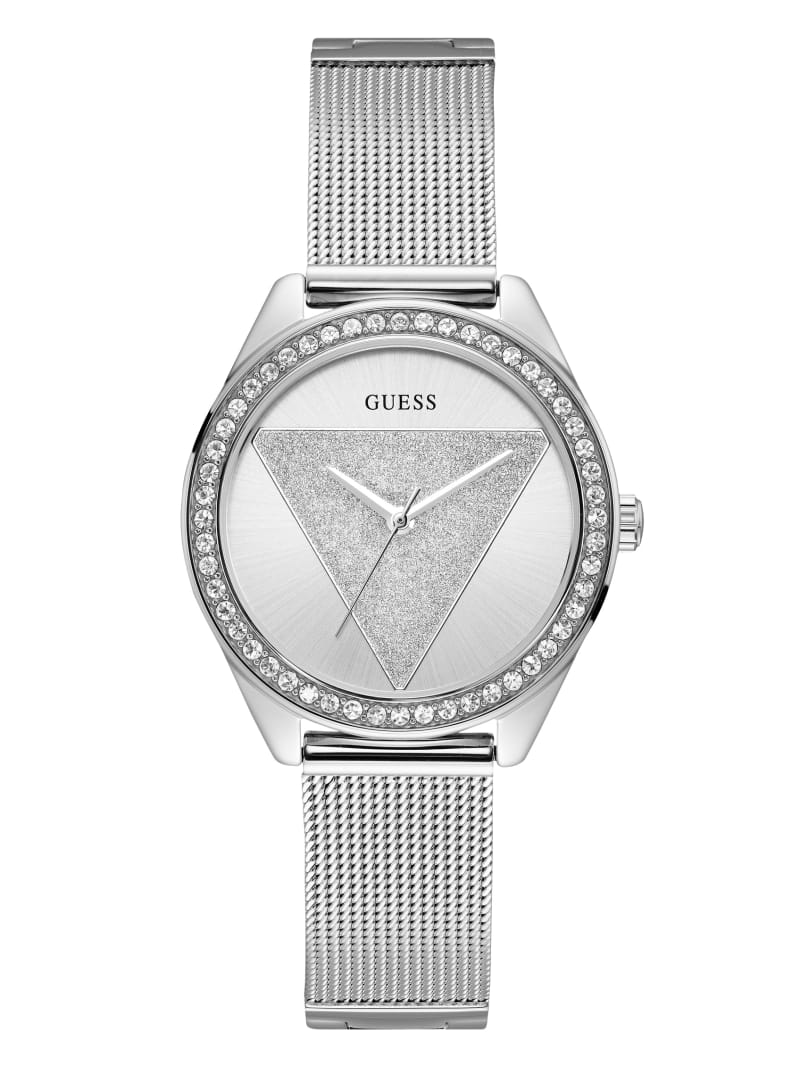 Guess Silver-Tone Logo Analog Horloge Dames Zilver | 7384-STJUB