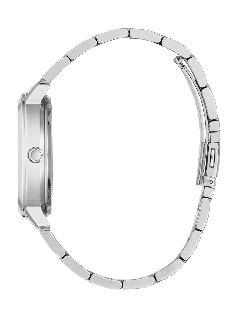 Guess Silver-Tone Quattro G Clear Analog Horloge Dames Zilver | 2847-CTVZD