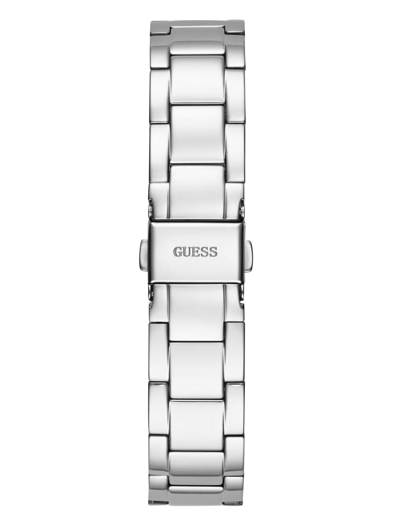 Guess Silver-Tone Quattro G Clear Analog Horloge Dames Zilver | 2847-CTVZD