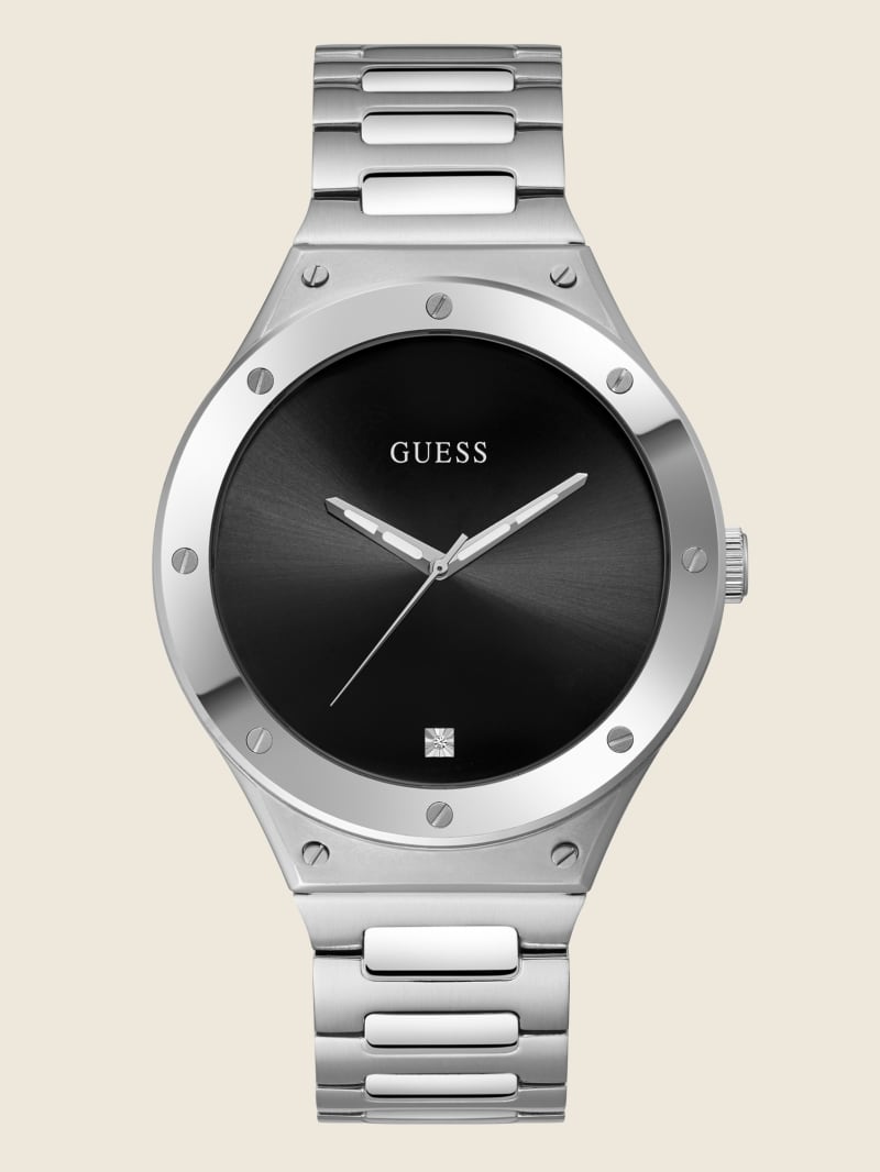 Guess Silver-Tone and Analog Horloge Heren Zilver | 0374-FLDGC