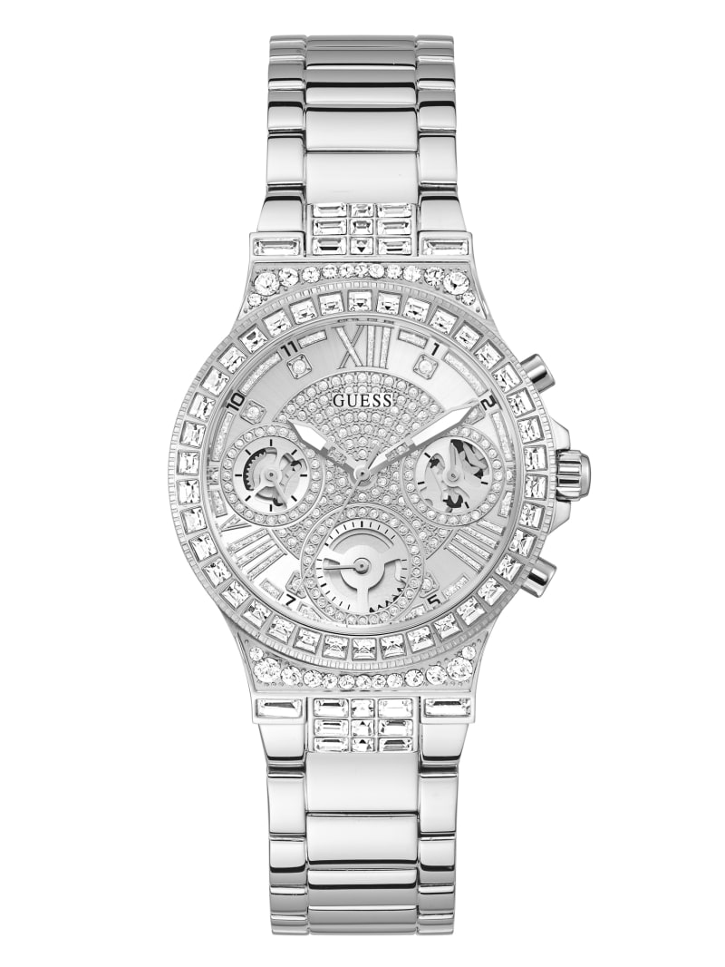 Guess Silver-Tone and Rhinestone Multifunctioneel Horloge Dames Zilver | 8609-VXSPA