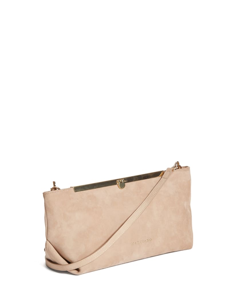 Guess Soft Suede Leren Clutch Handtas Dames Roze | 6257-FOCID