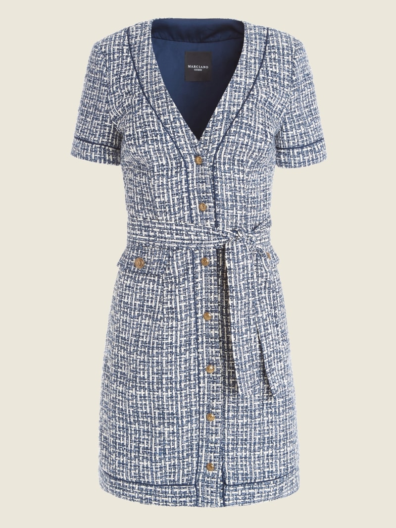 Guess Spencer Tweed Jurken Dames Blauw | 0381-NTWQF