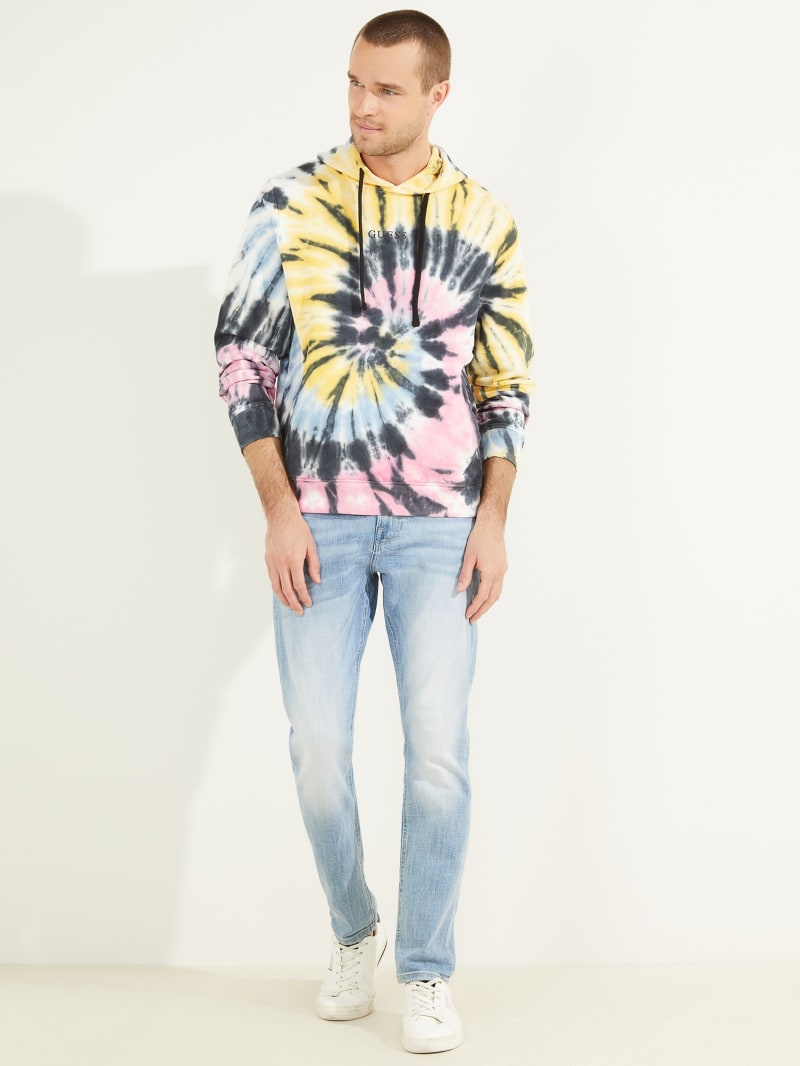 Guess Spiral Tie-Dye Hoodie Heren Citroen Wit | 0268-DMKVP