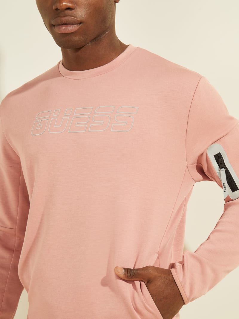 Guess Stanley Logo Sweatshirts Heren Roze | 8059-UTYWS