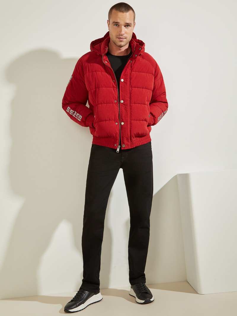 Guess Summit Nylon Ski Puffer Jassen Heren Rood | 5941-ZPBIR