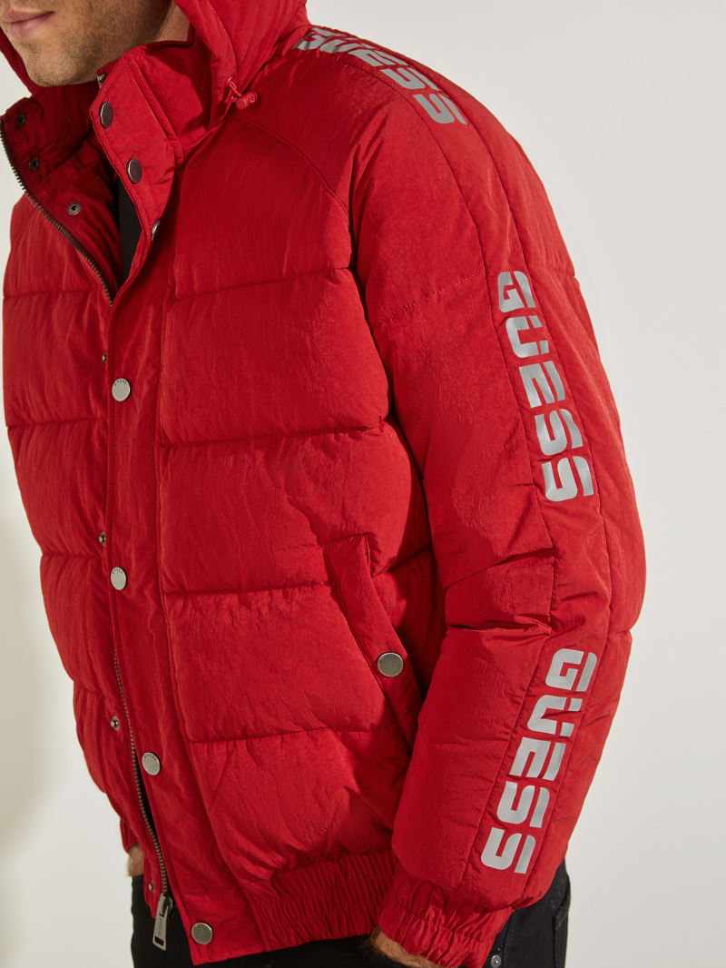 Guess Summit Nylon Ski Puffer Jassen Heren Rood | 5941-ZPBIR