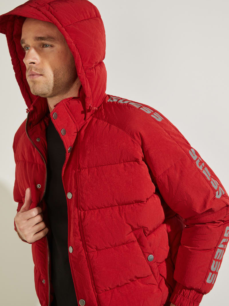 Guess Summit Nylon Ski Puffer Jassen Heren Rood | 5941-ZPBIR