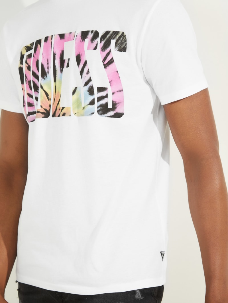 Guess Tie-Dye Logo Tee T-shirts Heren Wit | 9384-SRQVE