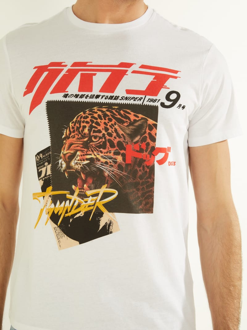 Guess Tiger Graphic Tee T-shirts Heren Wit | 4168-KJFCW