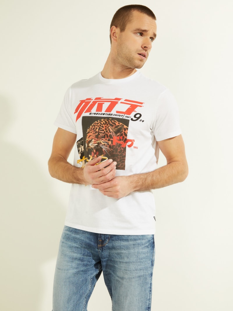 Guess Tiger Graphic Tee T-shirts Heren Wit | 4168-KJFCW