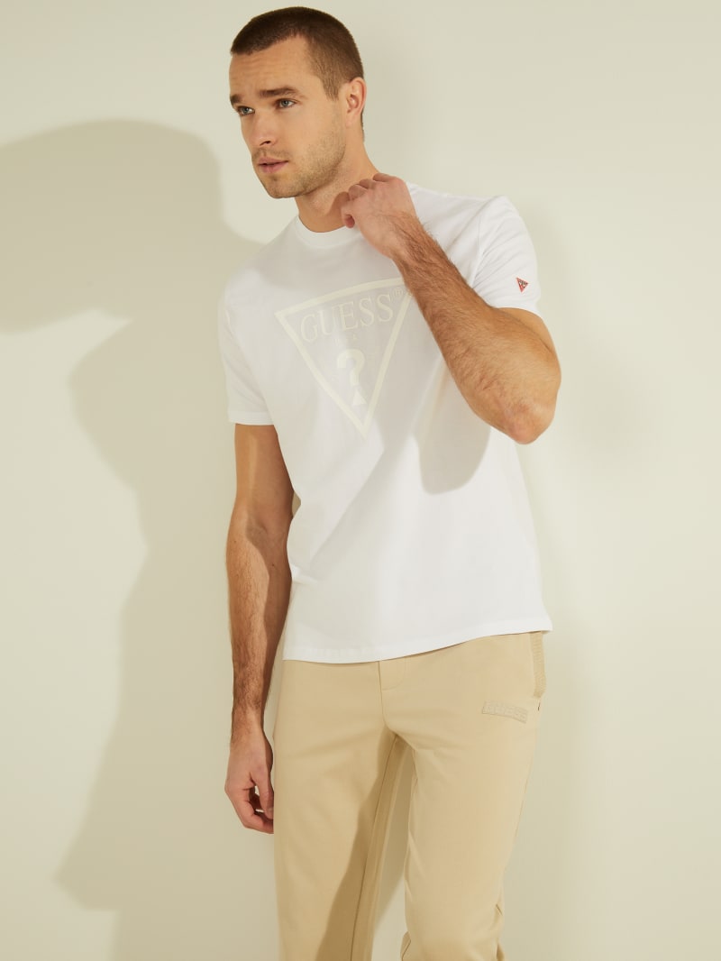 Guess Tonal Logo Tee T-shirts Heren Wit | 2713-NVPUA