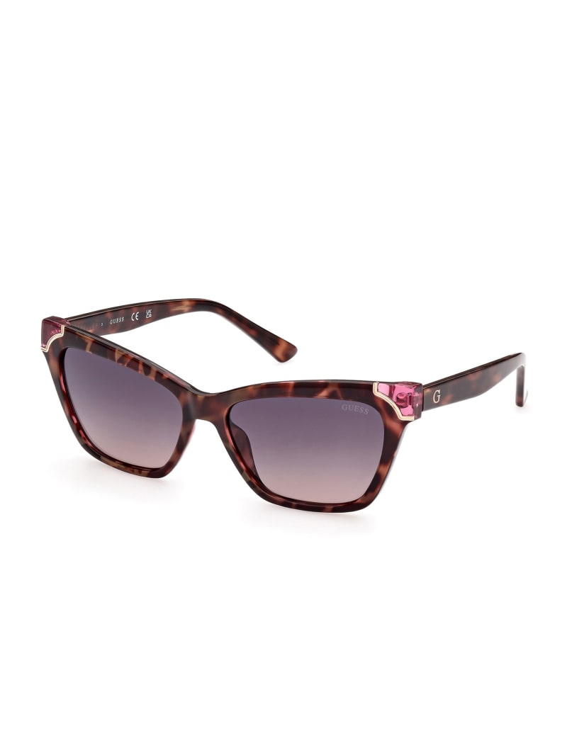 Guess Tortoise Plastic Square Zonnebril Dames Roze | 7968-CYOVU