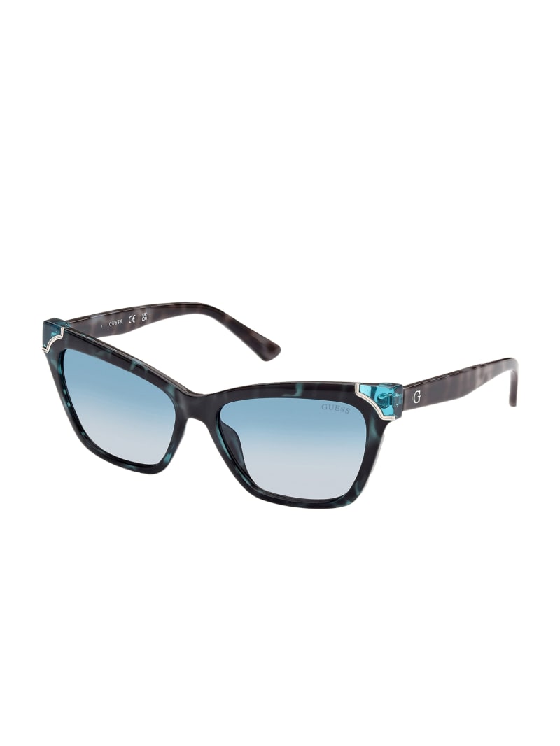 Guess Tortoise Plastic Square Zonnebril Dames Blauw | 8927-RLIUC