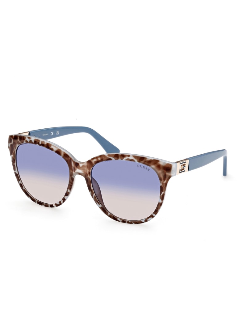 Guess Tortoise Round Zonnebril Dames Blauw | 3197-UVCZG