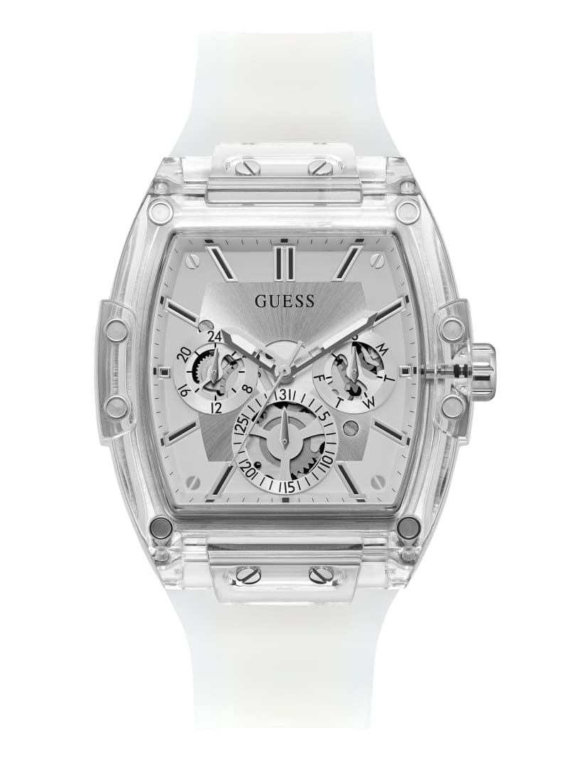 Guess Transparent And Silver-Tone Multifunctioneel Horloge Heren Zilver | 6238-NVCTE