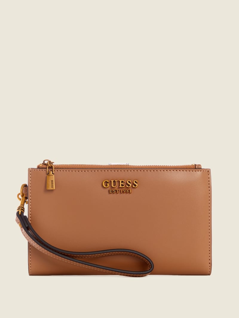 Guess Zadie Check Organizer Portefeuille Dames Bruin | 4861-IMCJT