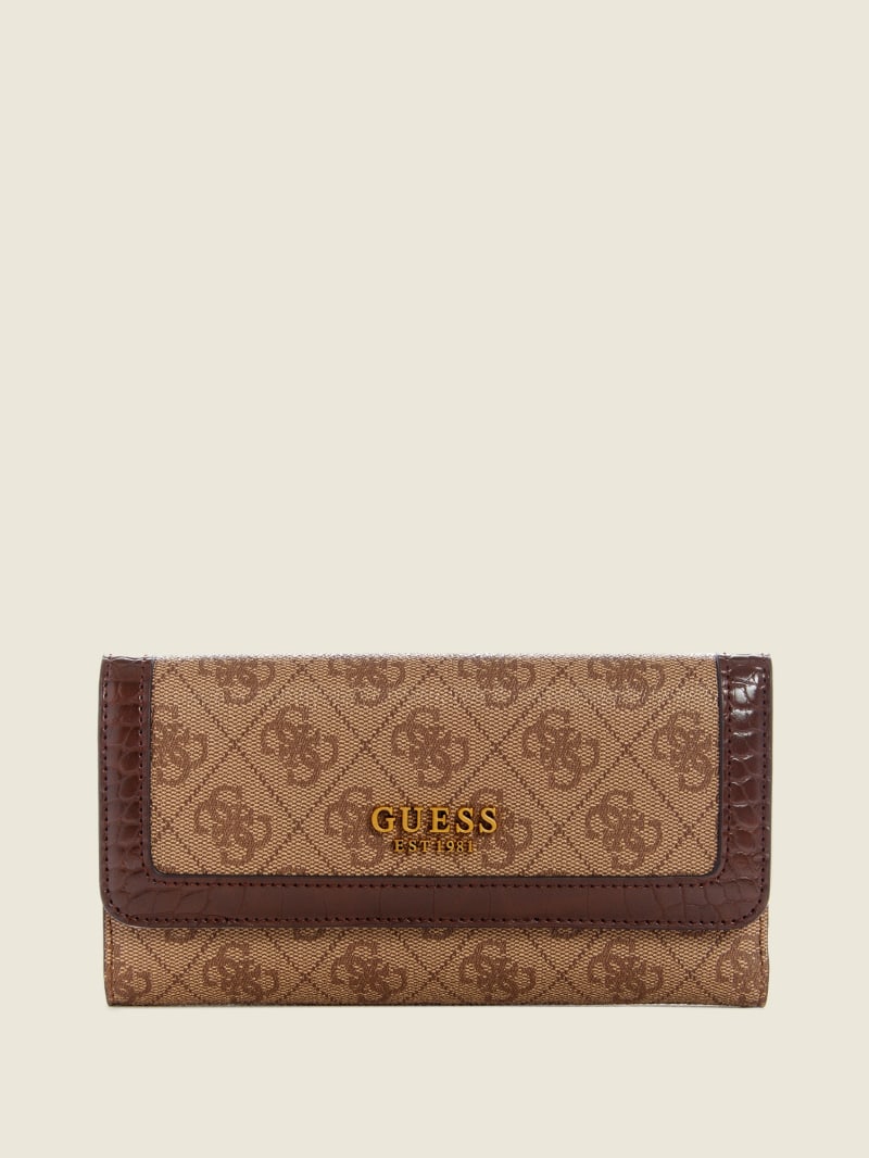 Guess Zadie Logo Multi Clutch Portefeuille Dames Bruin | 3178-BYUEW