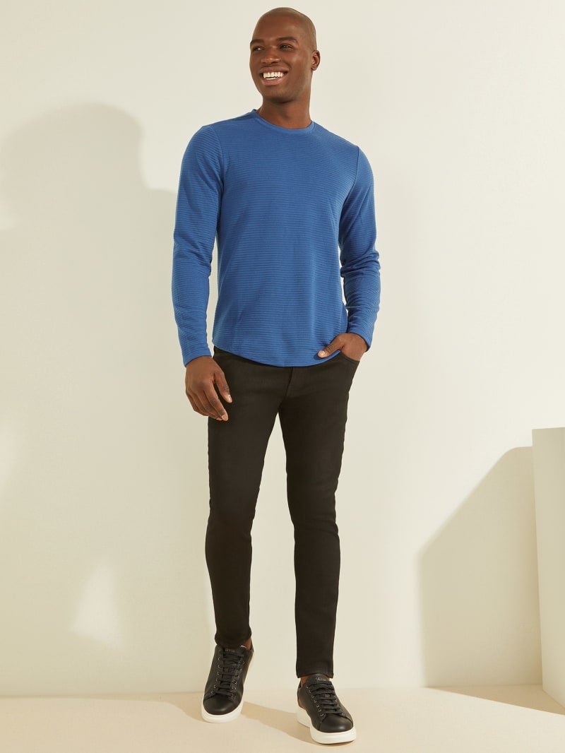 Guess Zuma Long-Sleeve Tee T-shirts Heren Blauw | 4962-ETQRF