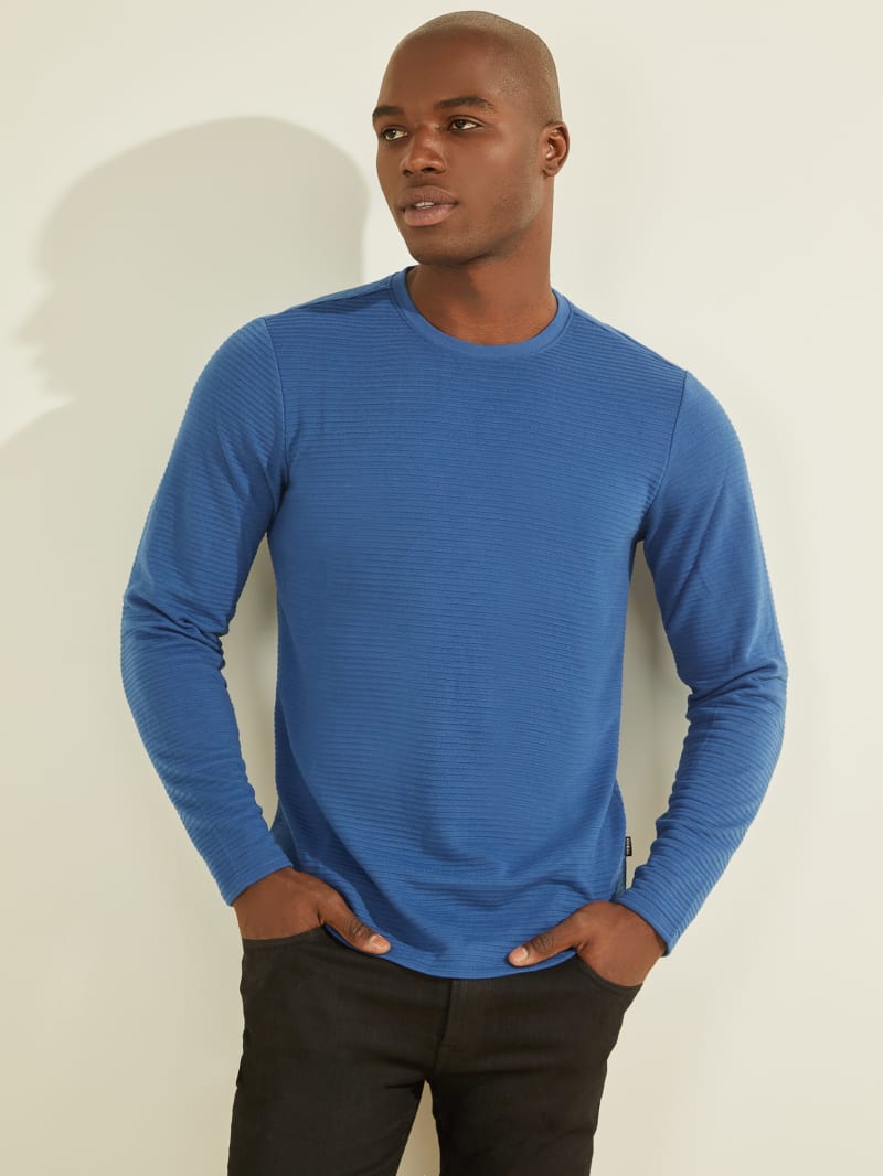 Guess Zuma Long-Sleeve Tee T-shirts Heren Blauw | 4962-ETQRF