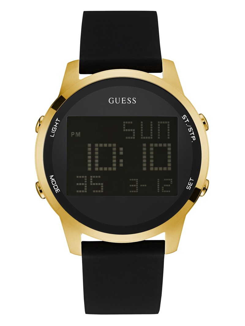 Guess and Gold-Tone Digitaal Chronograaf Horloge Heren Zwart | 2356-VNCXY